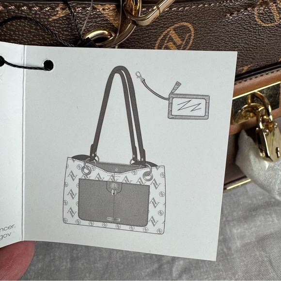 Adrienne Vittadini Brown Designer Tote Bag with Phone Bag - Picture 6 of 16